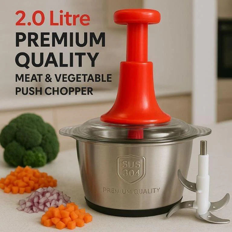 Stainless Steel Push Chopper 2L Manual Food Chopper
