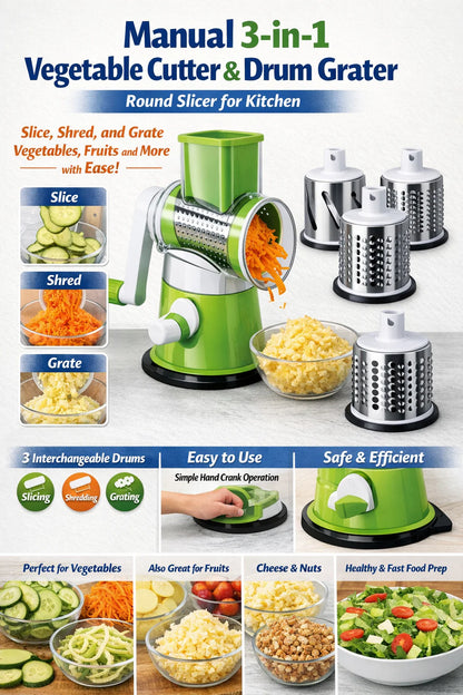 Manual 3 in 1 Vegetable Cutter & Slicer multifunctional